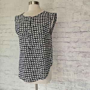 Oat + Fawn Black & White Elephant Print Sleeveless Top Medium